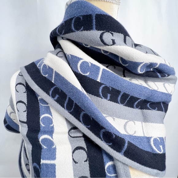 GUCCI Logo Stripe Wool 2021 Scarf w/ Tags - Picture 6 of 13